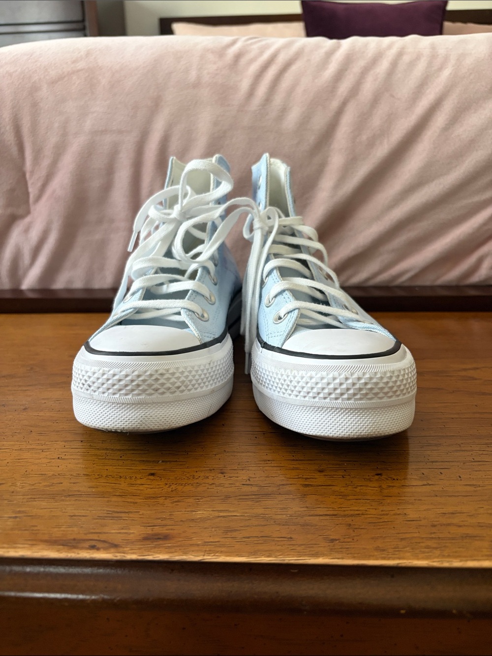 Converse Women's Light Blue High Top Sneakers with Butterfly Detail - Picture 7 of 10